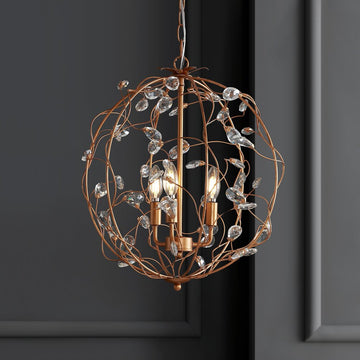 Isabelle 20" Adjustable Metal/Glass LED Pendant - JONATHAN Y